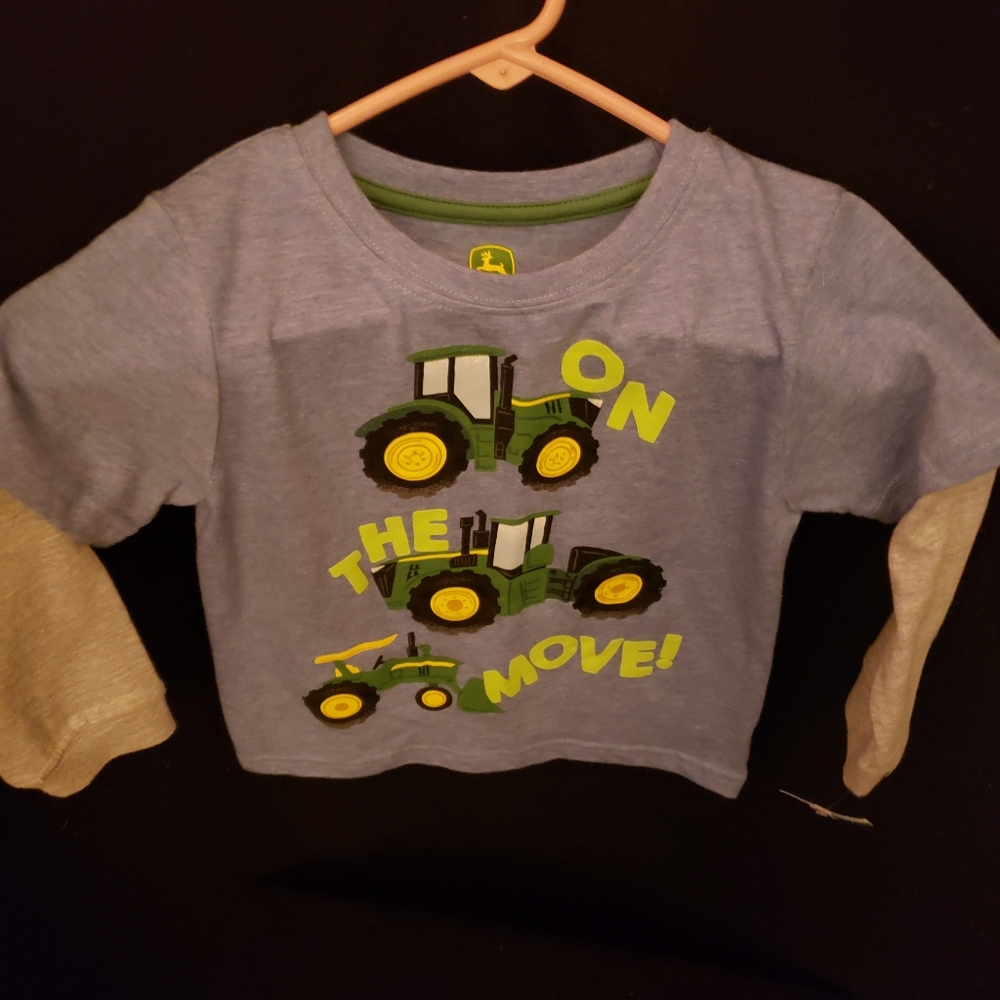 Brand New John Deere Toddler Boys 2T on the move Tractor Long Sleeve Shirt
